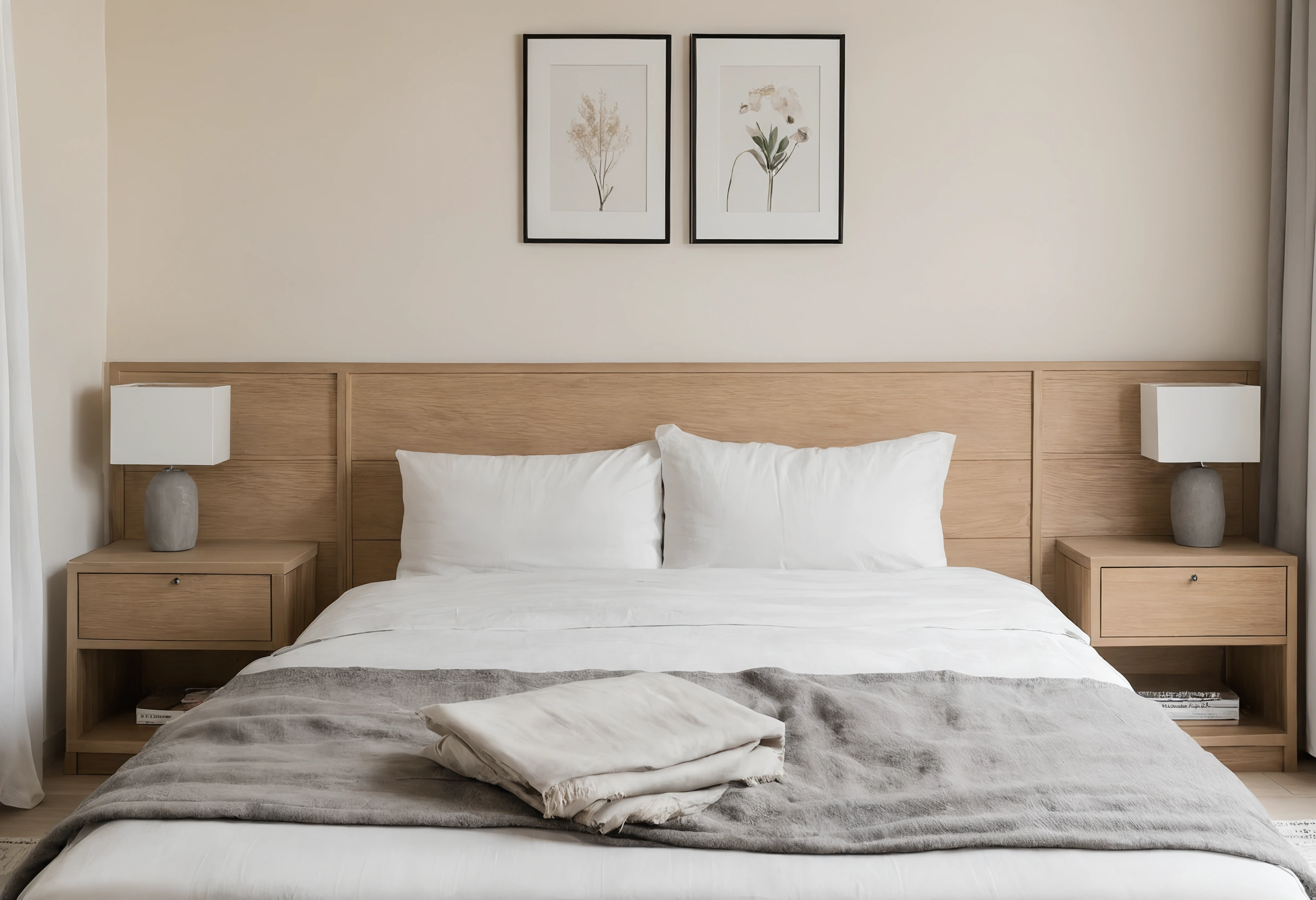 Bedroom corner in a Dubai apartment with a white bed frame, a plain mattress and a small rug on a pale floor